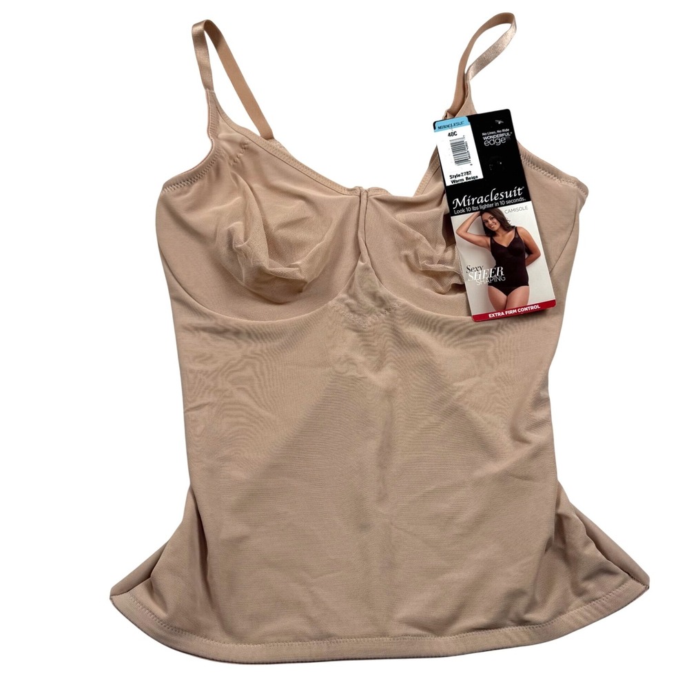 Miraclesuit Shaping Camisole Women 40C Warm Beige Sexy Sheer Extra Firm 2782 New